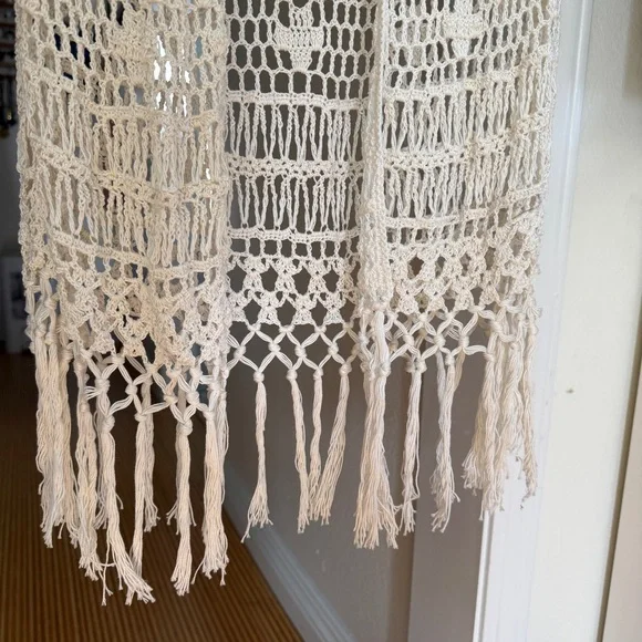 Anna Kosturova x Free People Handmade crochet Tassel Maxi Kimono Swim Coverup - Picture 8 of 9